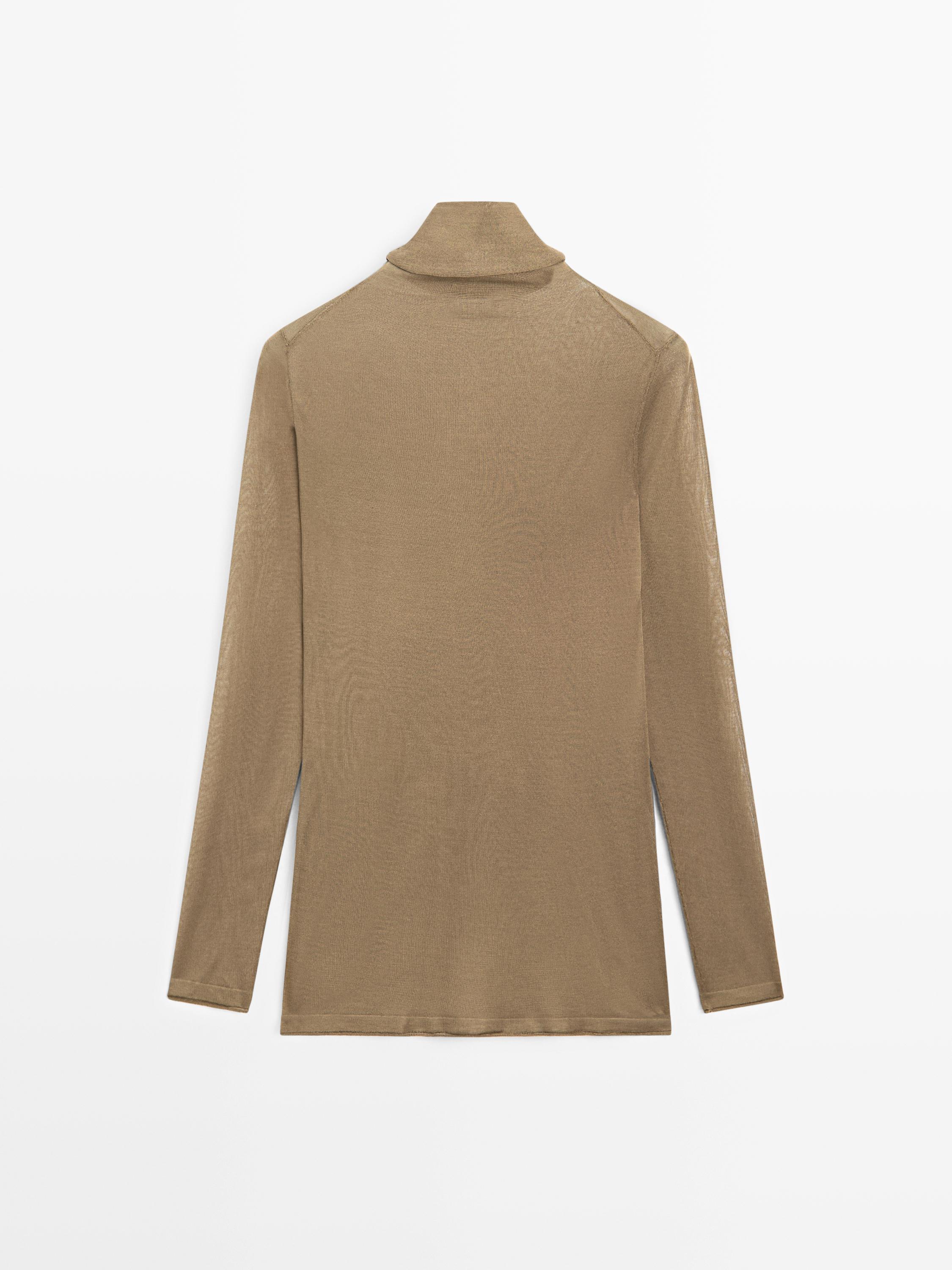 Pull col montant en maille extrafine 100 % soie - LIMITED